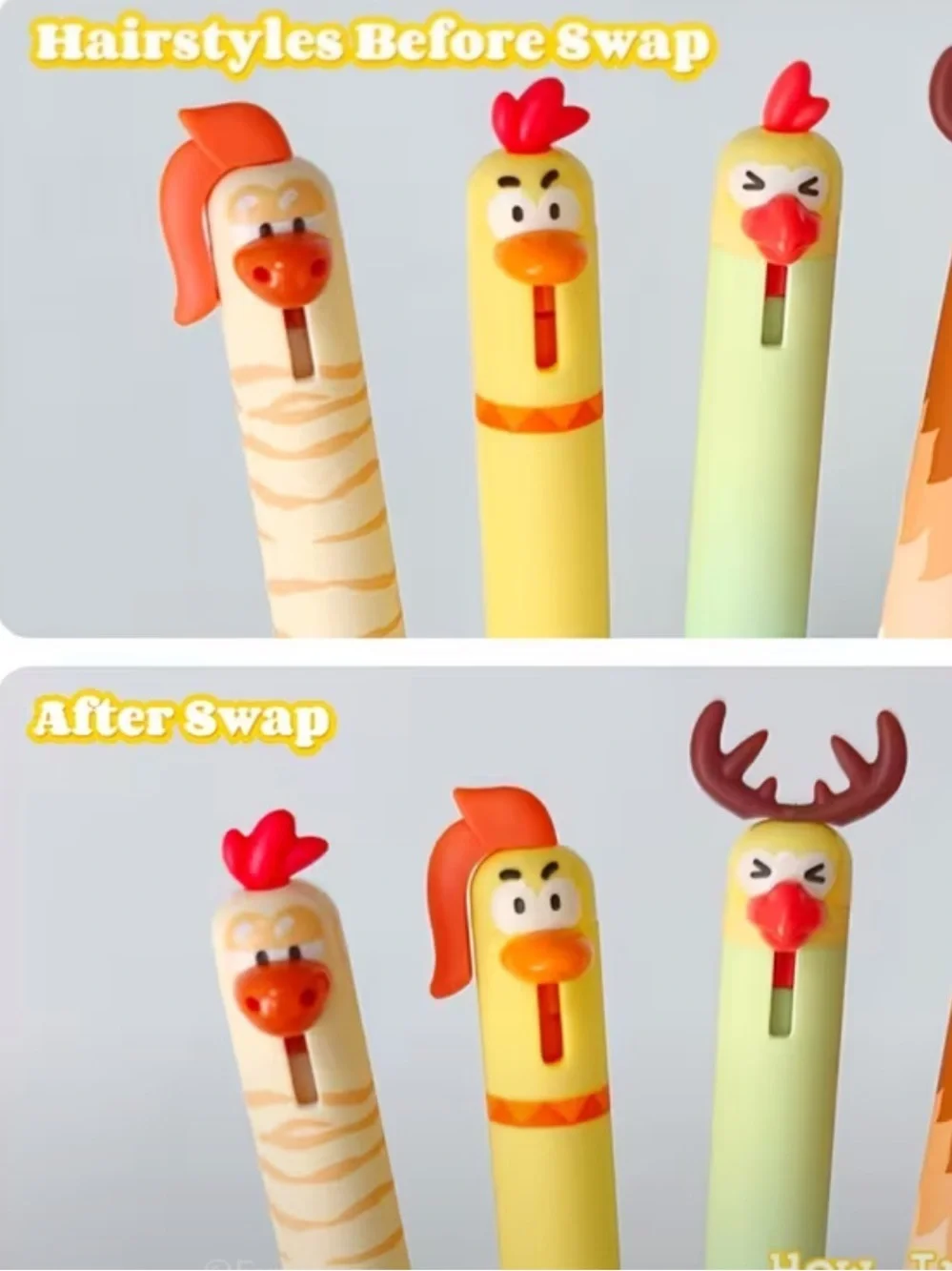 Cute Animal Character Pens – Set of 6 – New